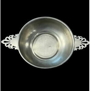 Vintage 70's Old Colony Pewter Double Handled Porridge Bowl 10.5"x6.25"x2.5"